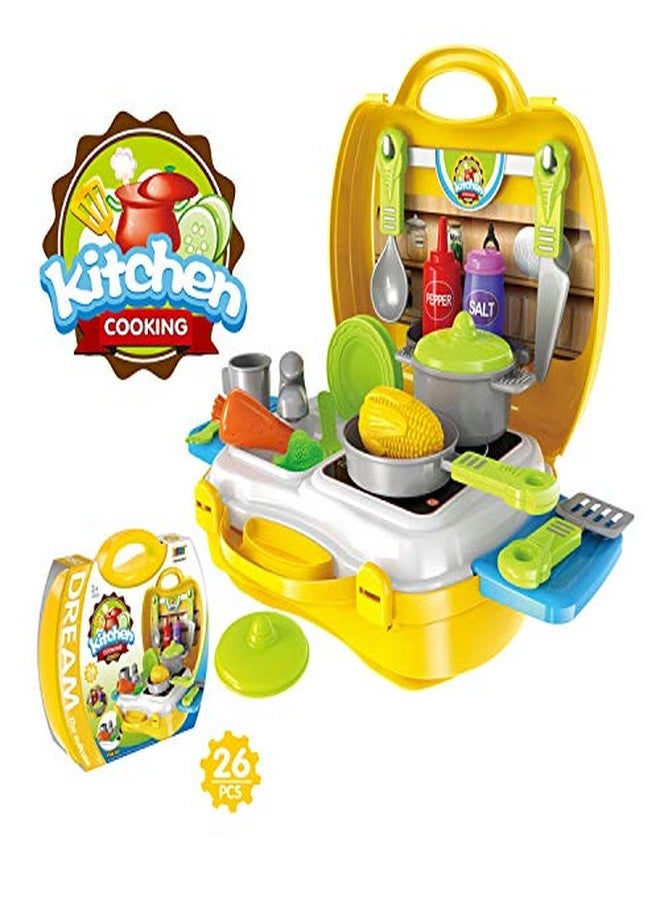 STOFFIER GARTEN Plastic Luxury Kitchen Set Cooking Toy with Briefcase and Accessories - Image 2